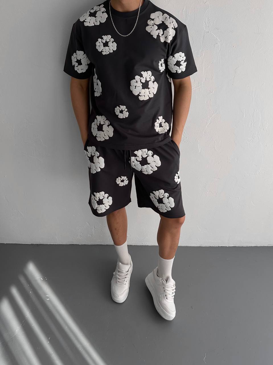 Abstract Bloom Print Men's Co-ord Set – Vibrant Floral Streetwear for Summer