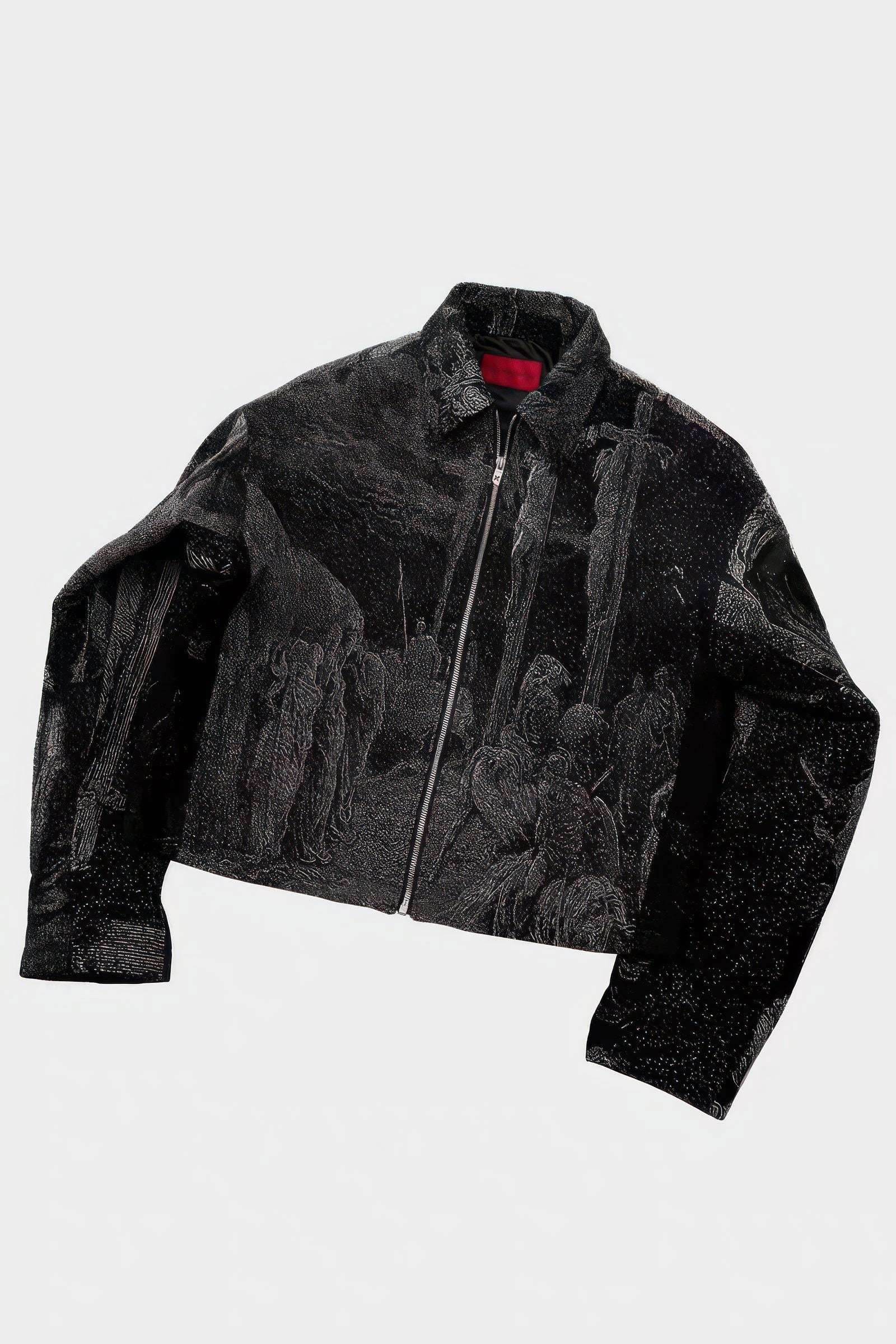 Avant-Garde Oversized Blazer - Textured Jacquard for Dark Fashion