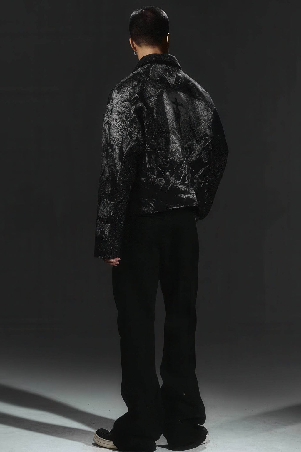 Avant-Garde Oversized Blazer - Textured Jacquard for Dark Fashion