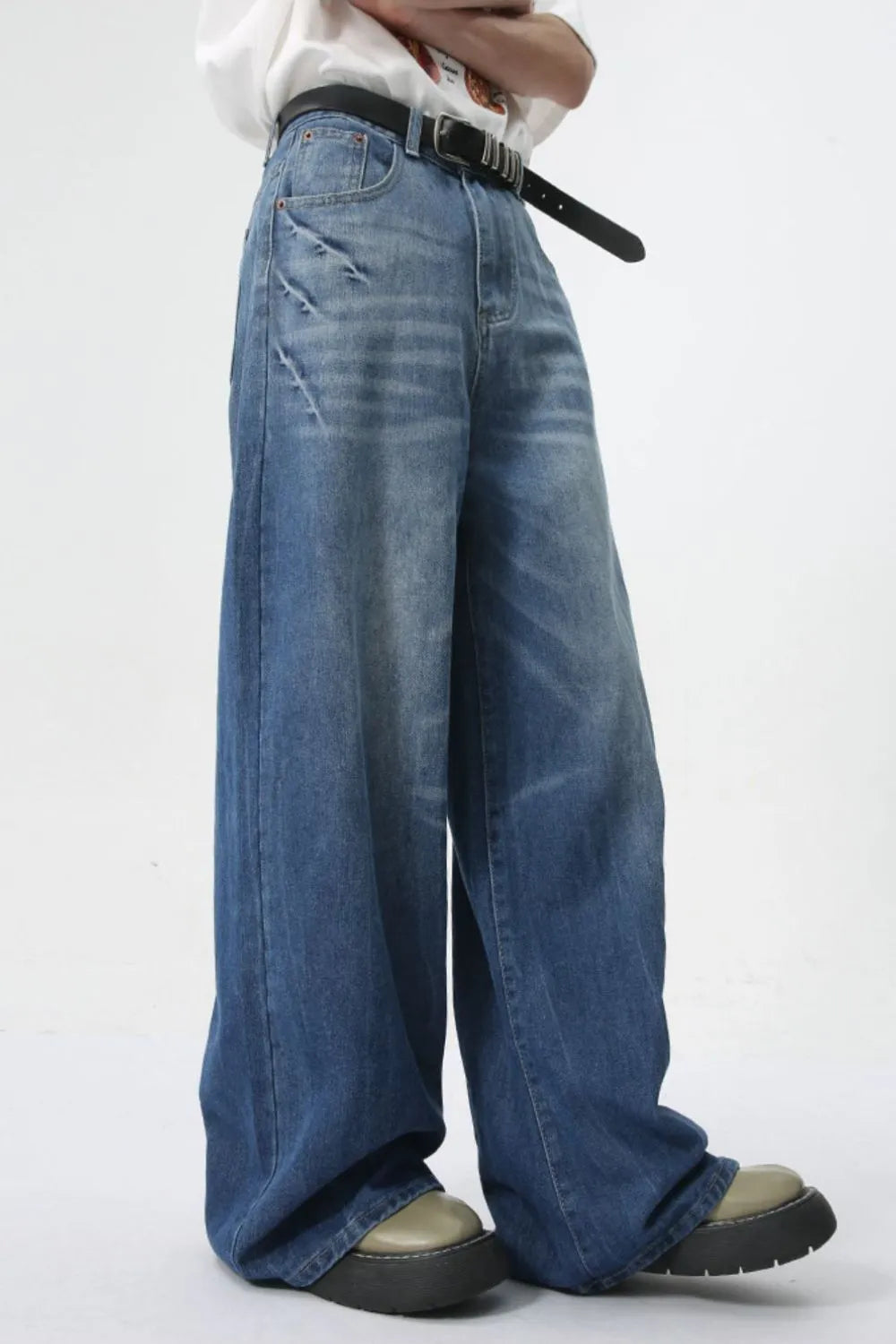 Wide Leg Men's Jeans with Pockets - Japanese Denim