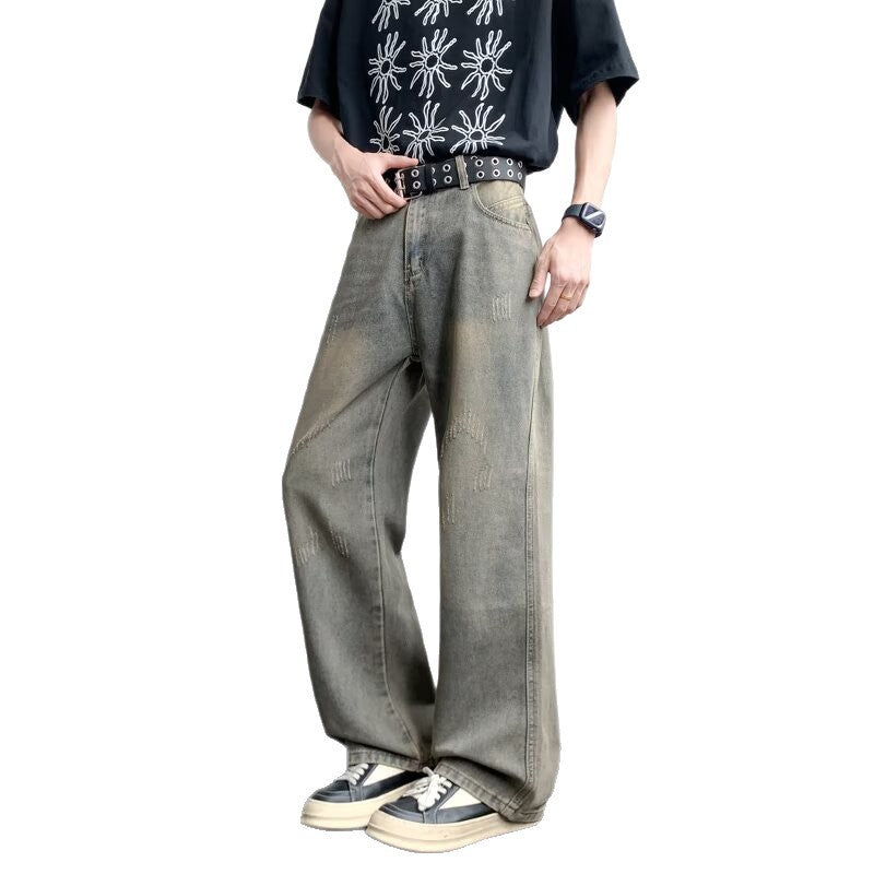 Japanese Denim Straight Leg Jeans - Vintage Mud Dye