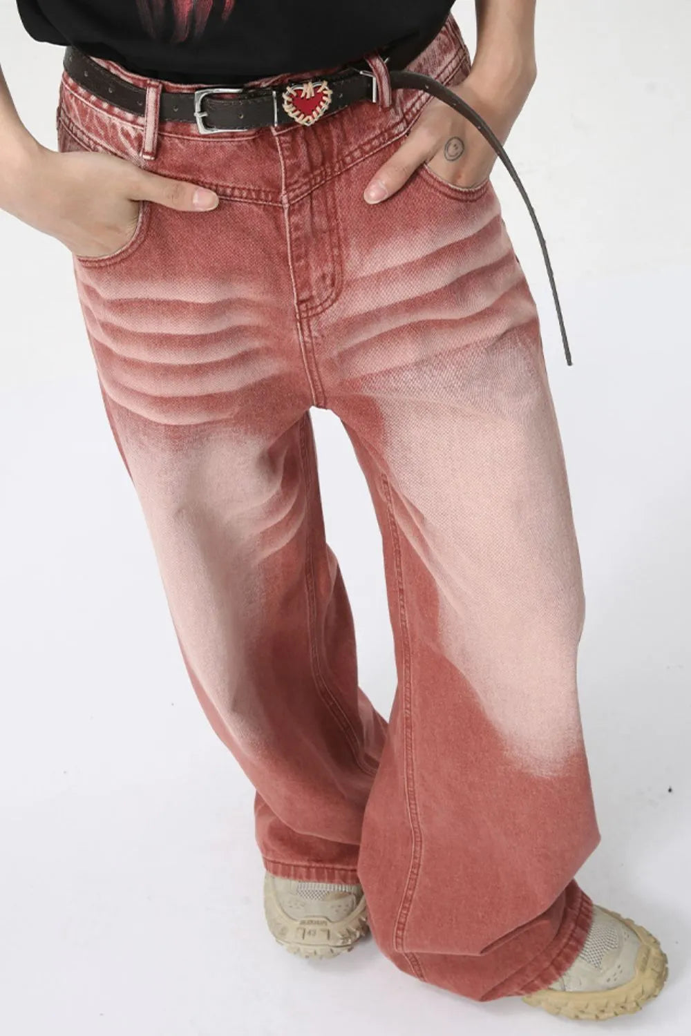 Men's Washed Wide Leg Jeans - Premium Japanese Denim