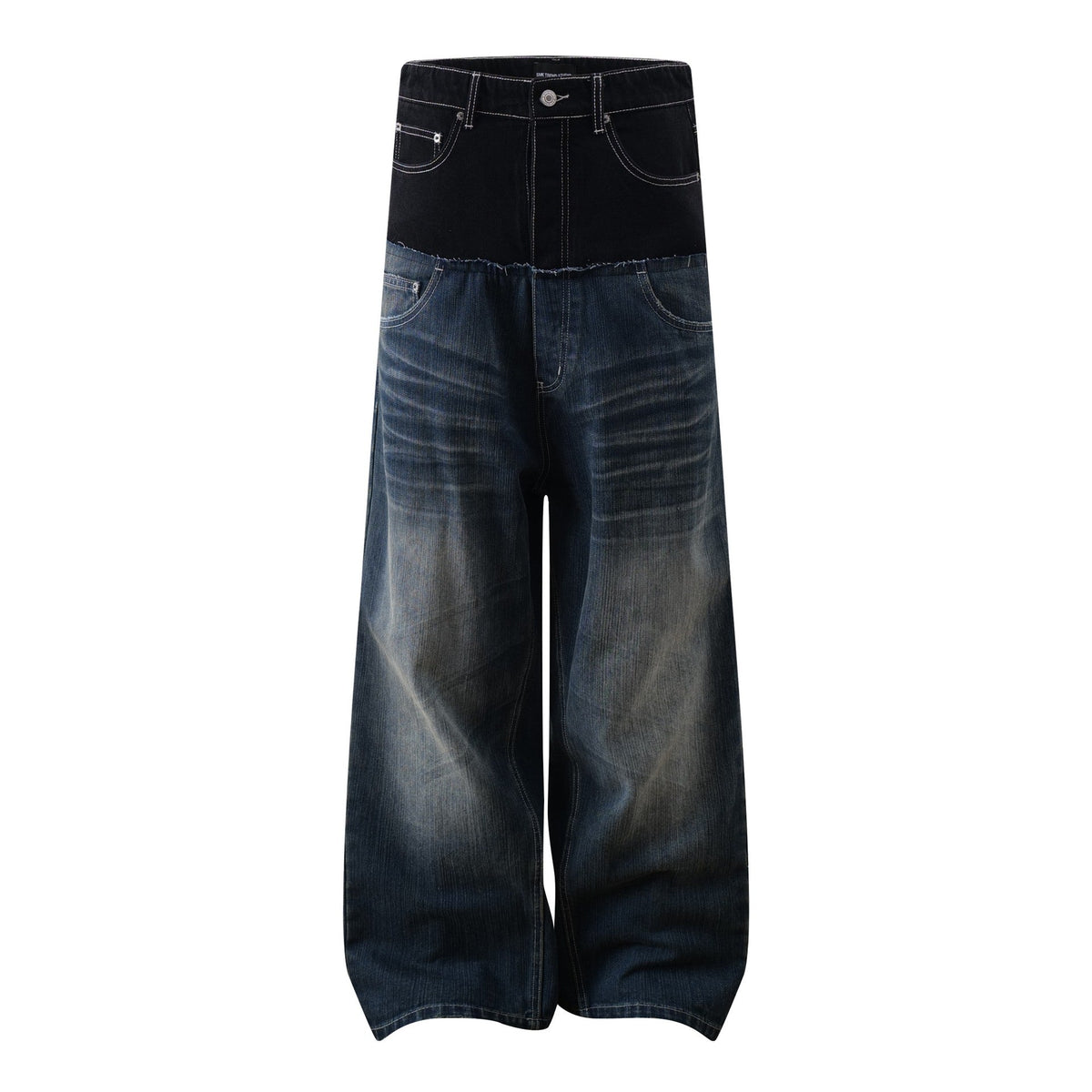 High-Street Unique Design Patchwork Denim Long Pants