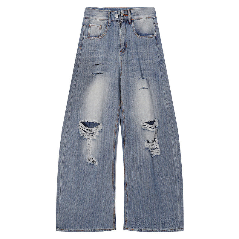 Unisex Wide Leg Denim Pants -  Loose Scythe Design