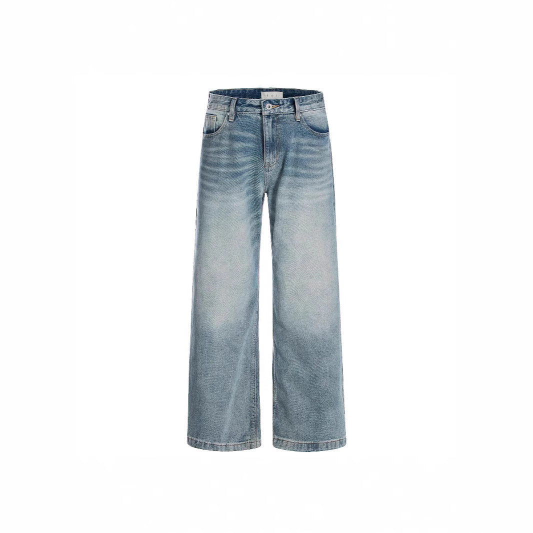 Unisex Blue Straight Jeans - Loose Fit