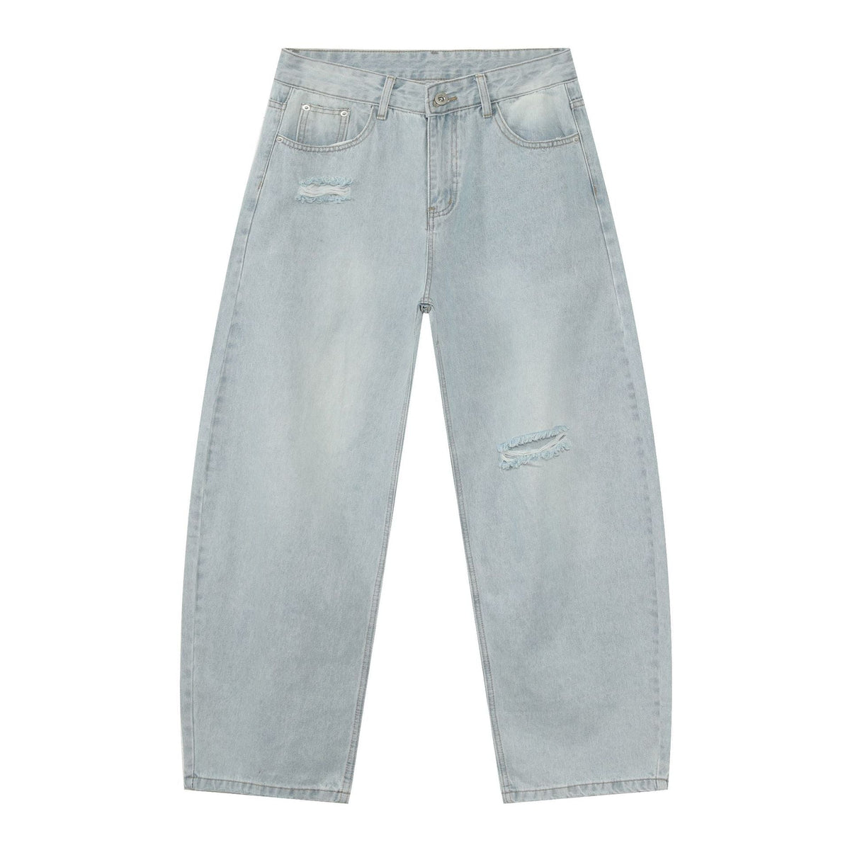 Denim Distressed Flare Wide-Leg Jeans - Multi-Purpose Long Pants