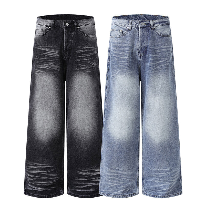 Washed Straight Leg Jeans & Casual Pants