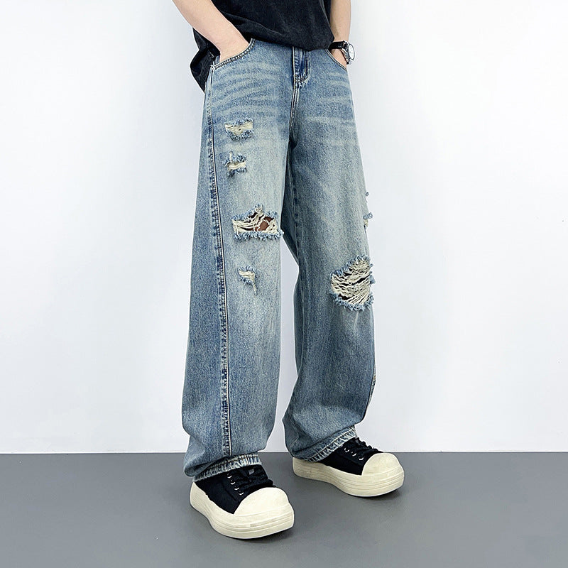 Casual Wide Leg Denim Pants for Men