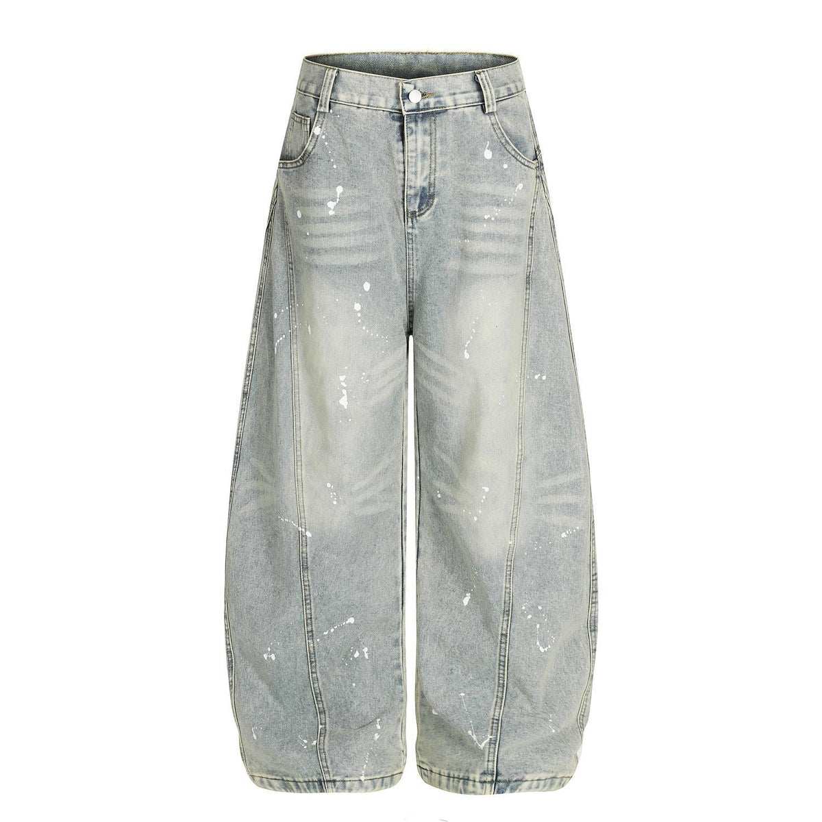 Ink Distressed Washed Wide Leg Jeans