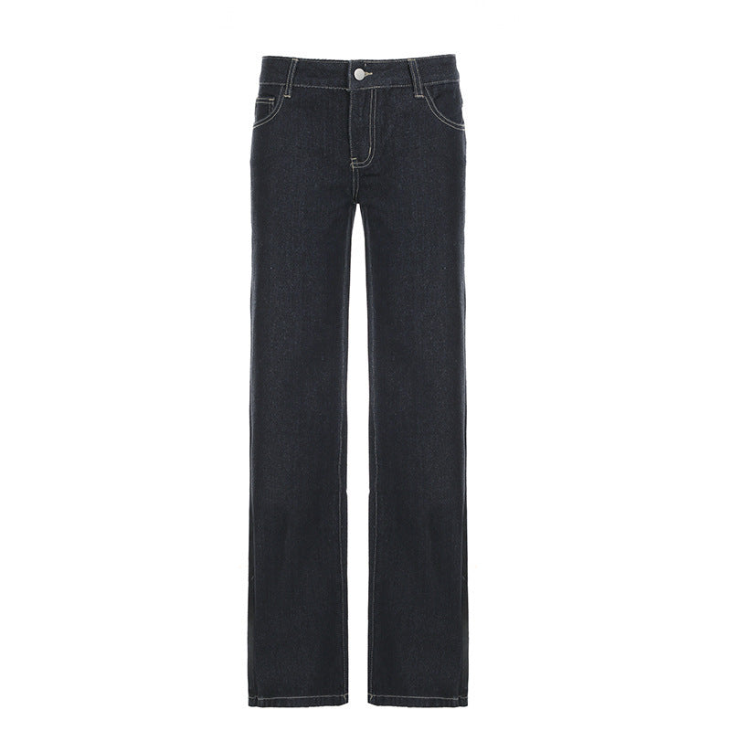 Vintage Letter Embroidery Low Waist Slimming Flared Jeans
