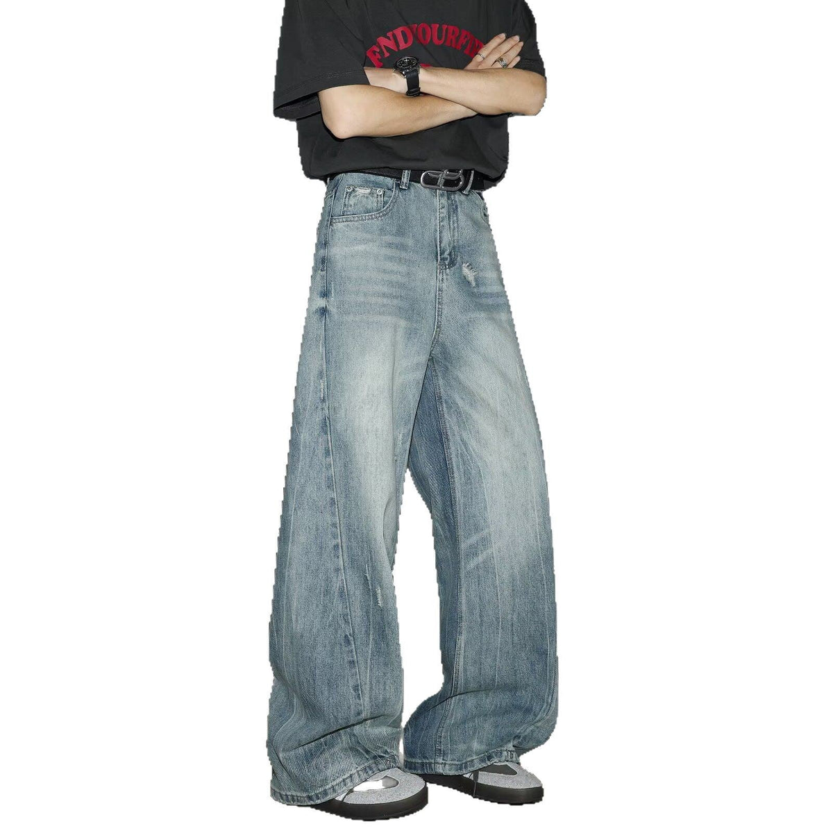 Loose Wide Leg Denim Pants for Men - High Street Vibe