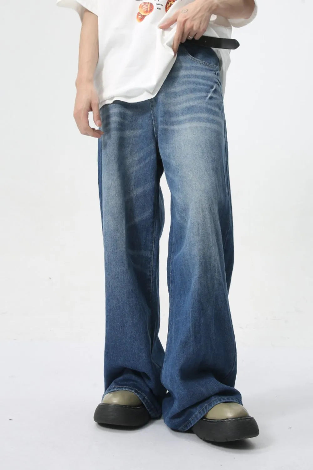 Wide Leg Men's Jeans with Pockets - Japanese Denim