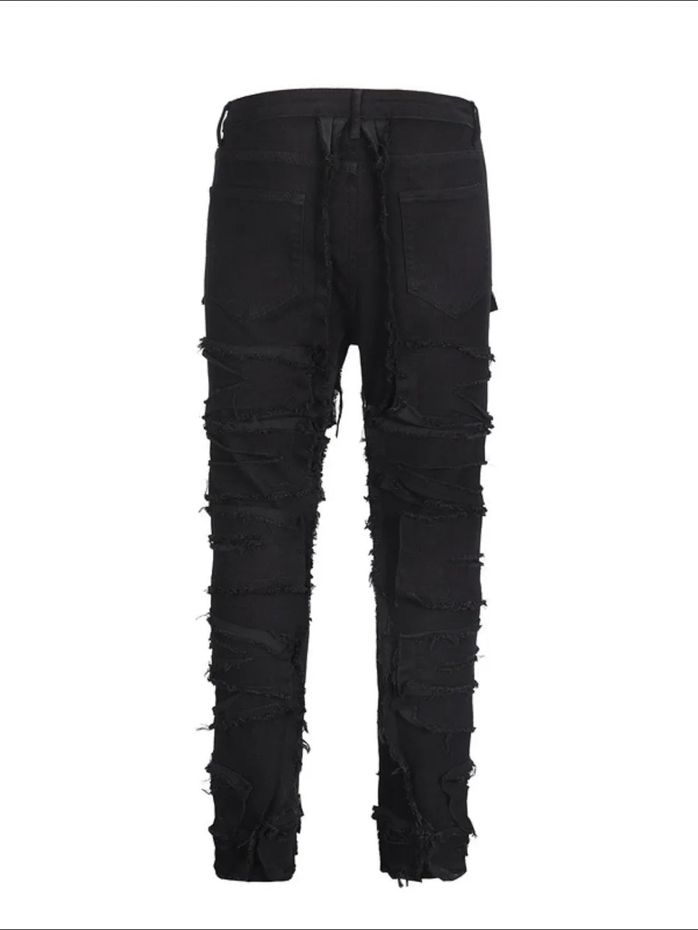 Men's Washed Distressed Panelled Jeans - Premium Japanese Denim