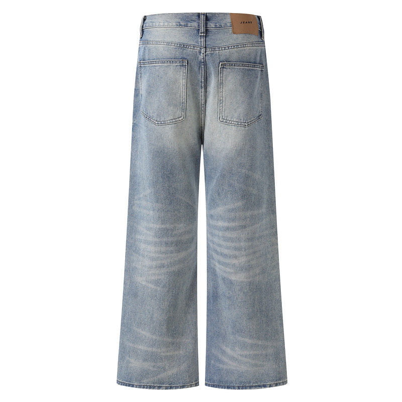 Lightning Pattern Flared Jeans - Men's Retro Vintage Loose Pants