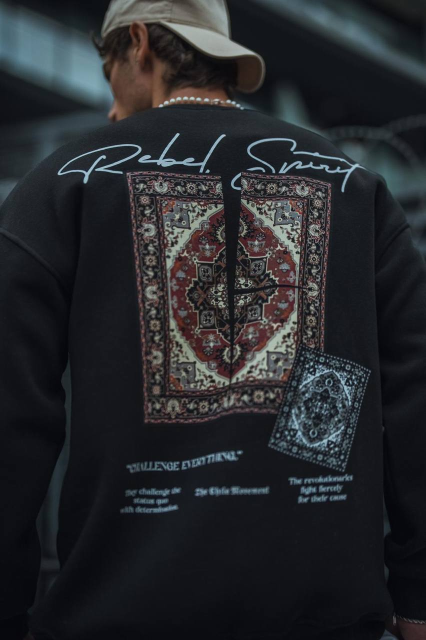 Ethnic Rug Pattern Oversized Sweatshirt - Cozy and Stylish Streetwear