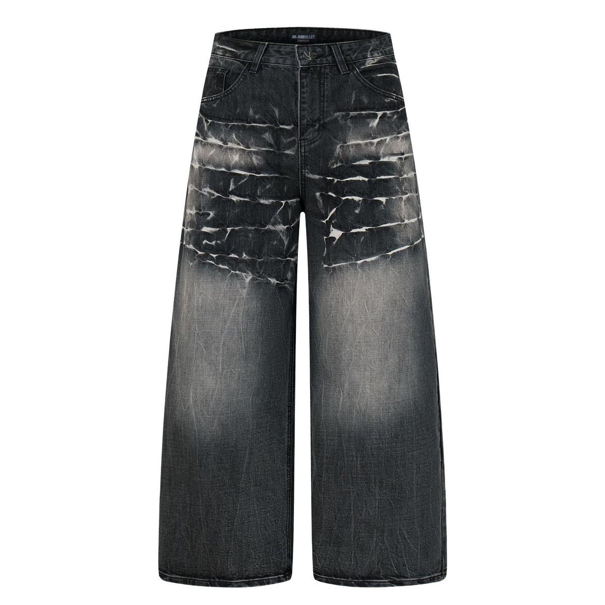 Wash and Tie Dye Denim Loose Wide Leg Pants