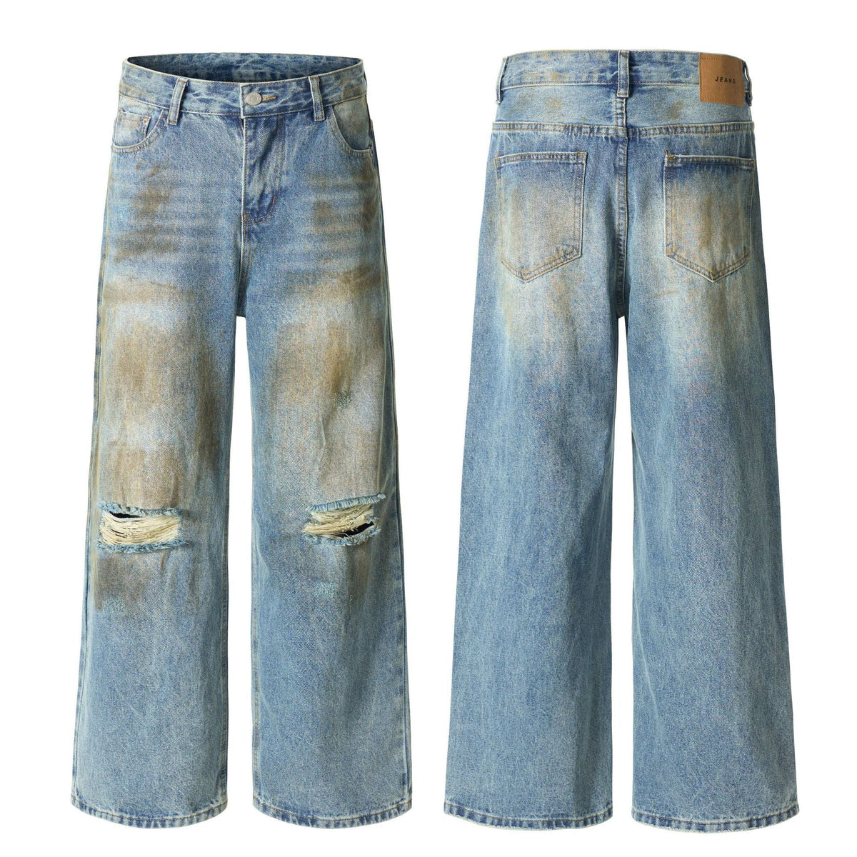Simple Loose Washed Design Jeans