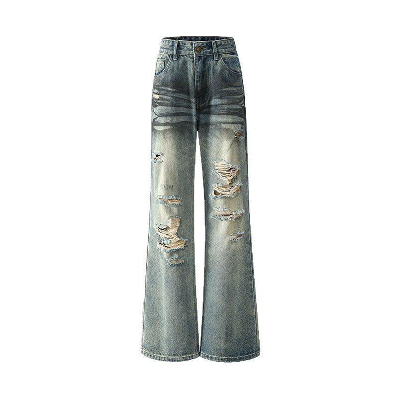 Men's Retro Ripped Loose Straight Leg Jeans