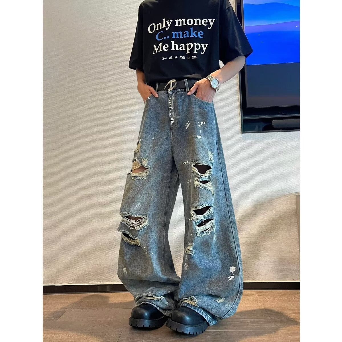 Summer New Retro Beggar Loose Wide Leg Pants