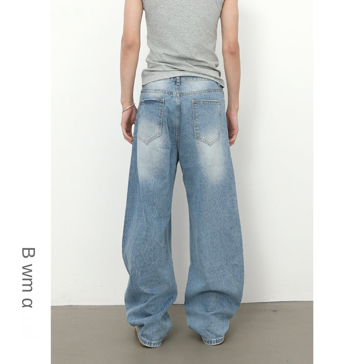 Tapered Hole Denim Pants for Men | Washed Design Loose Wide-Leg Jeans
