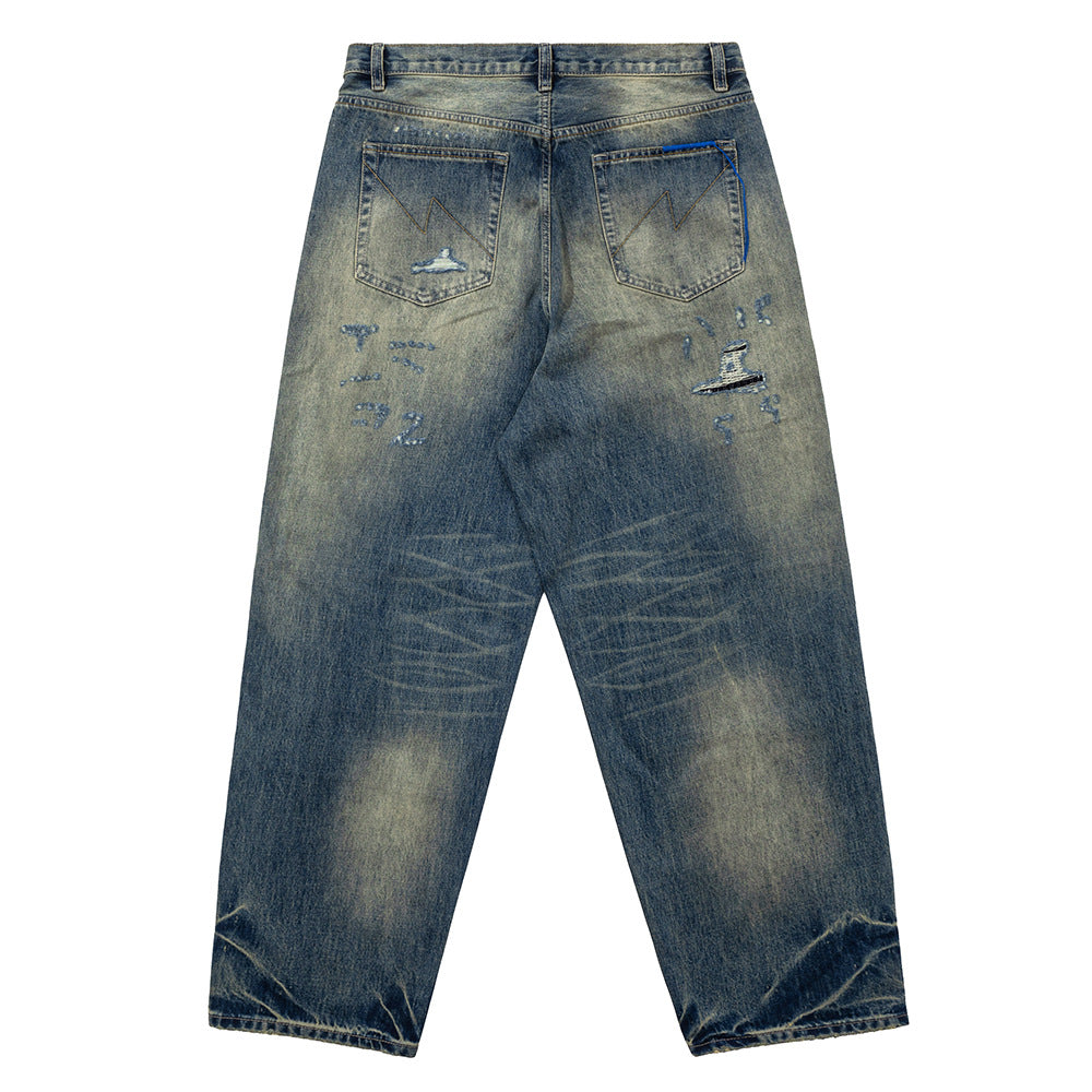 Men's Casual Long Pants with Heavyweight Craftsmanship and Wide Legs