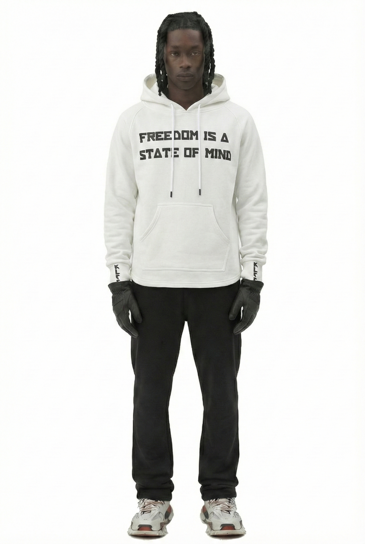 Premium cotton brushed fleece pullover hoodie.