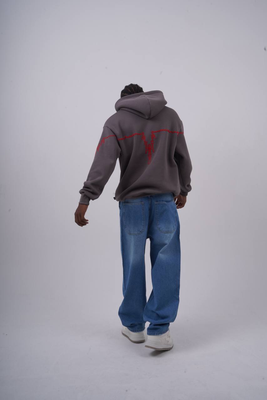 "Heartbeat" Embroidered Graphic Hoodie