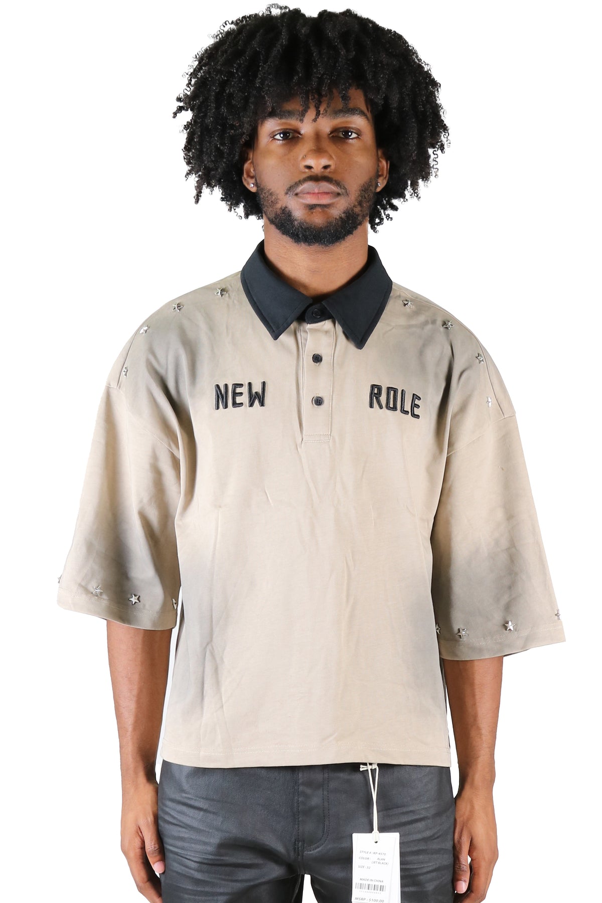 FIESTA Men's S/N Jersey 3/4 Sleeve Crop Top Polo
