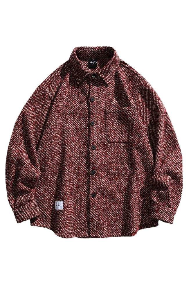 Loose Fit Wool Shirt Jacket for Men – Japanese Retro Style