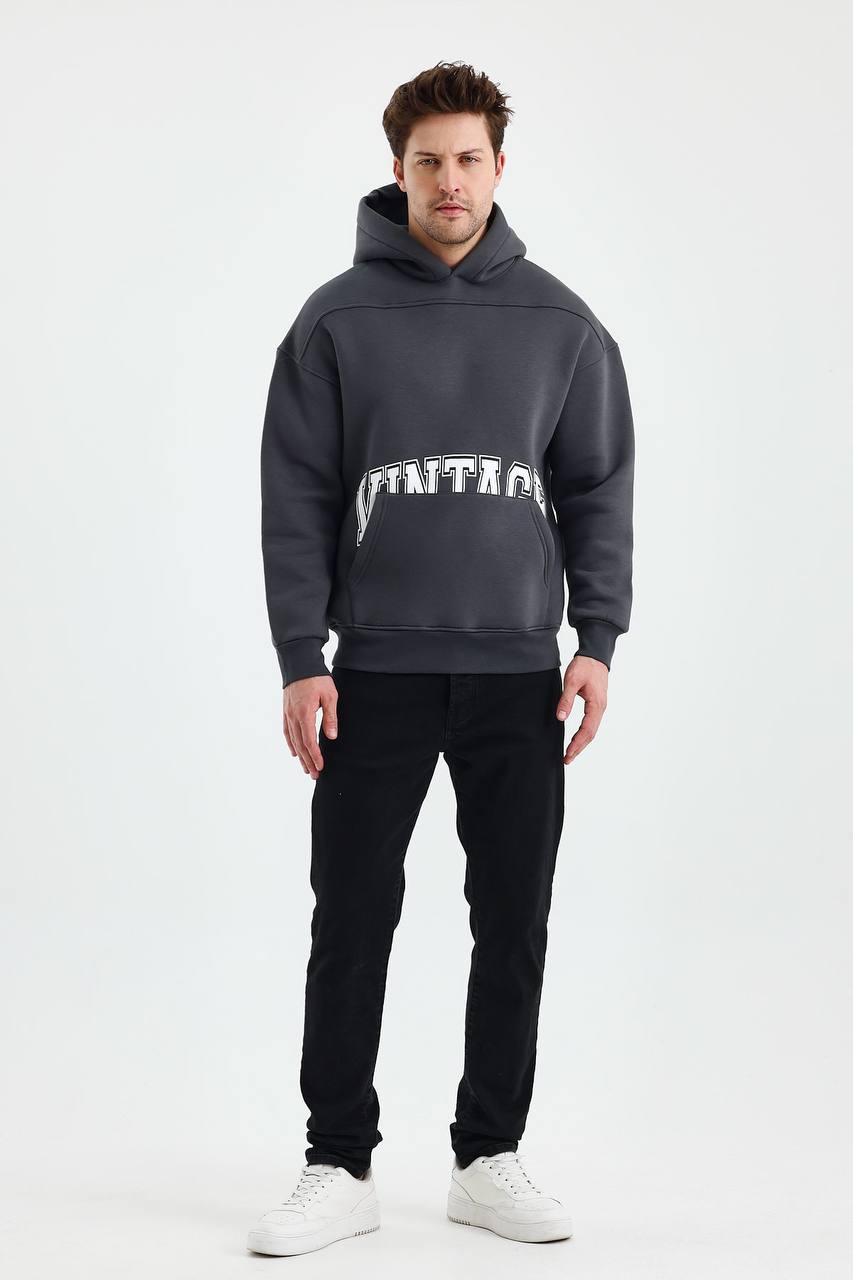 Men's Oversized Vintage Hooded Sweatshirt - Comfortable and Stylish Hoodie