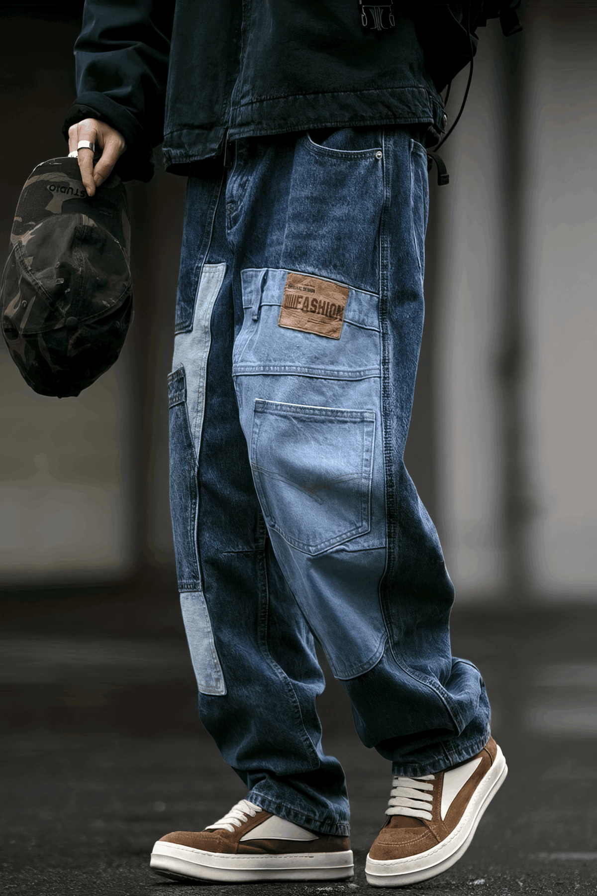 Vintage Washed 15oz Denim Cargo Pants – Loose Fit