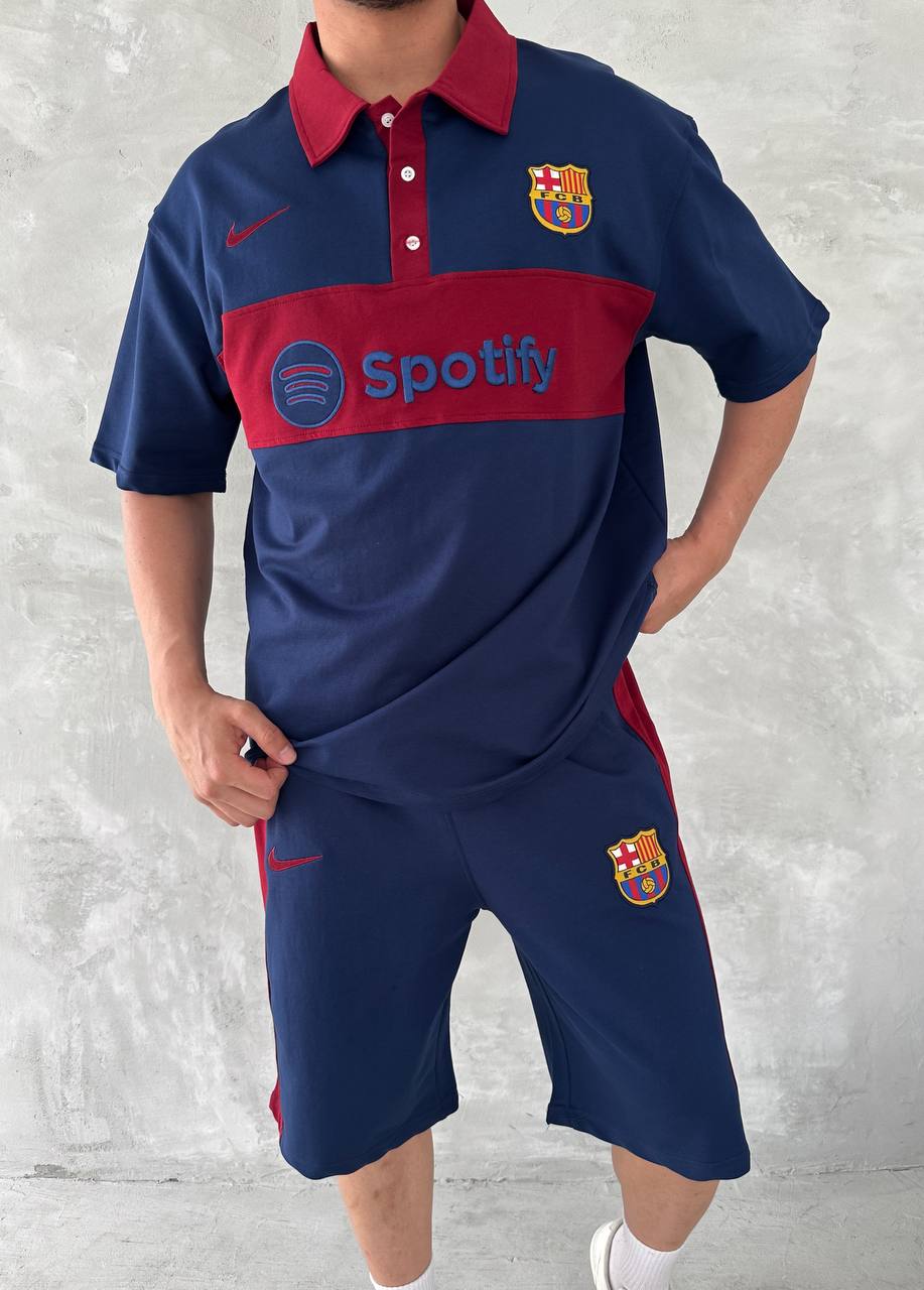 Blaugrana Spirit Men's Polo & Shorts Set – Modern Football Style