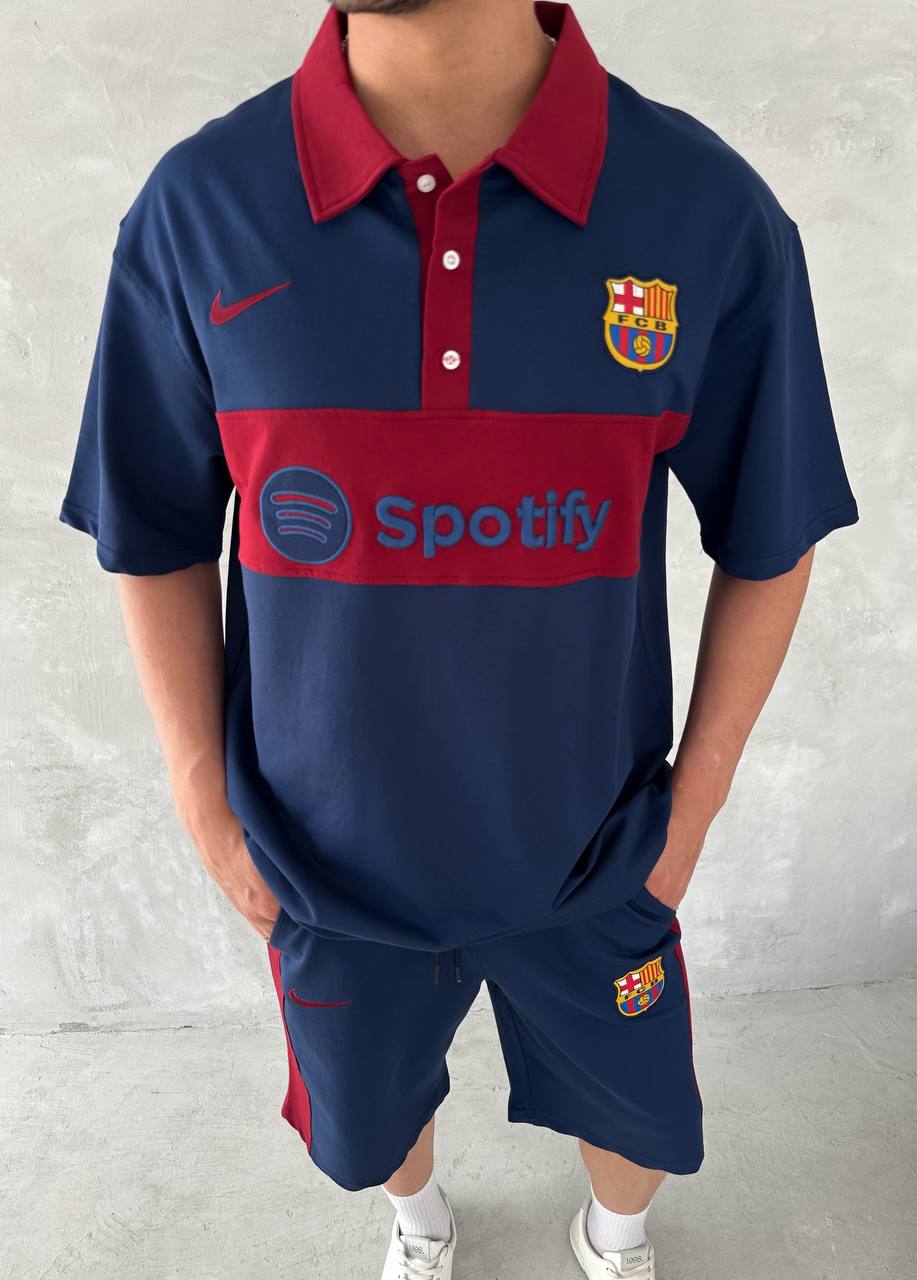 Blaugrana Spirit Men's Polo & Shorts Set – Modern Football Style
