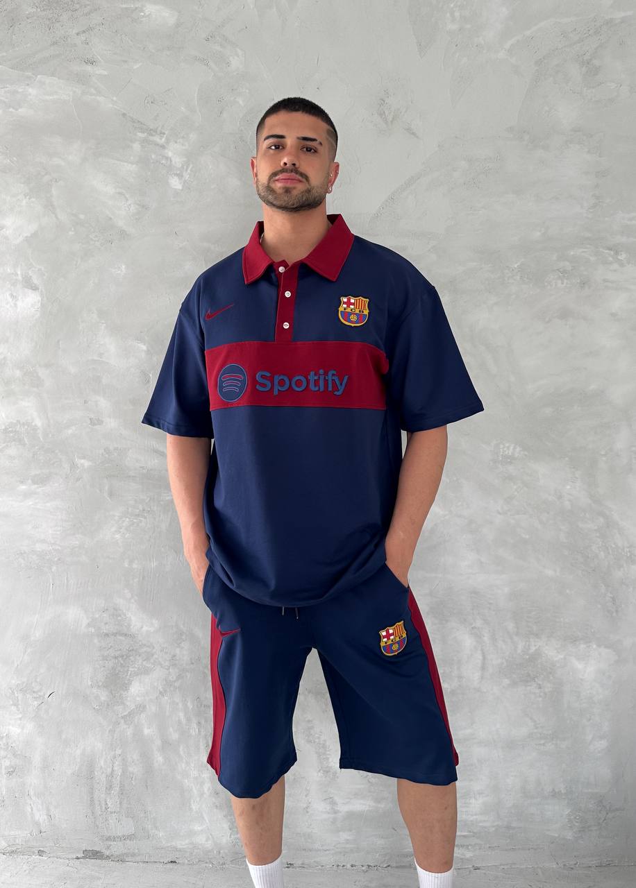 Blaugrana Spirit Men's Polo & Shorts Set – Modern Football Style