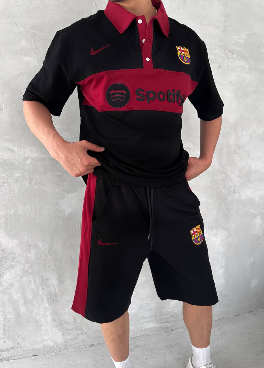 Blaugrana Spirit Men's Polo & Shorts Set – Modern Football Style