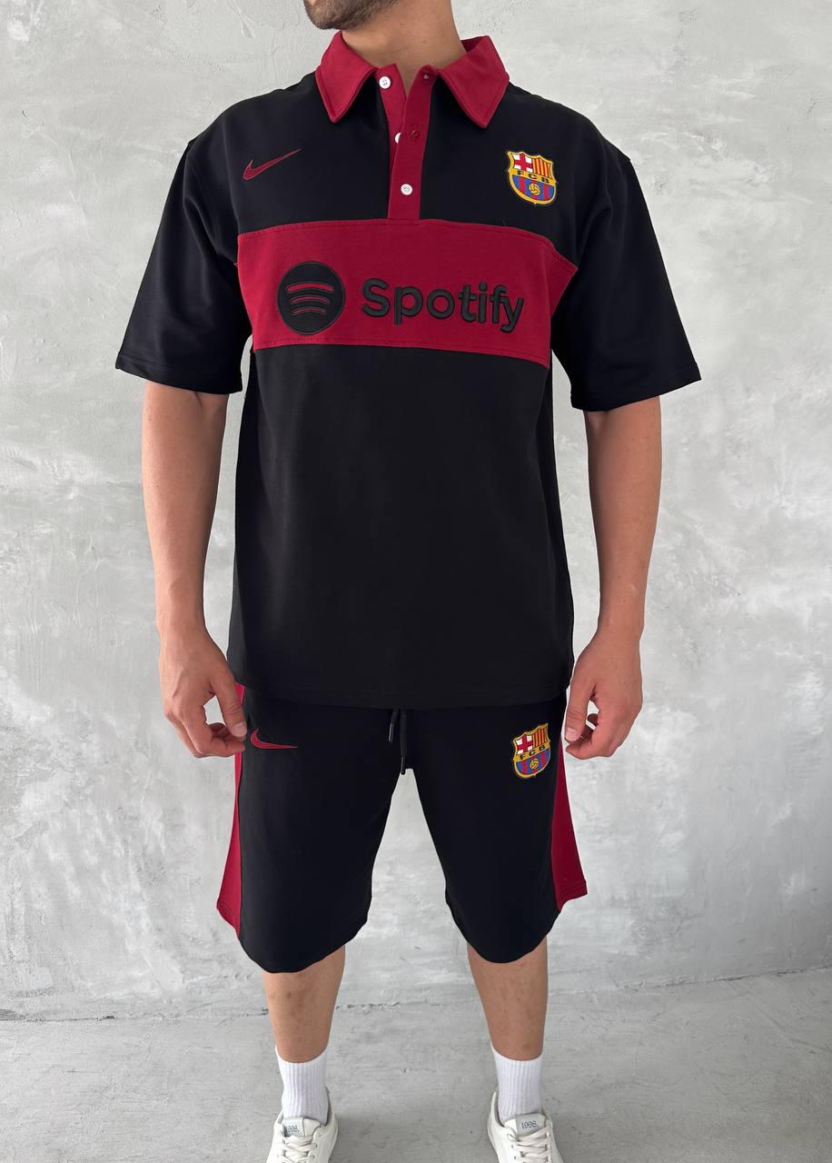 Blaugrana Spirit Men's Polo & Shorts Set – Modern Football Style