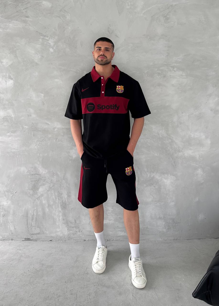 Blaugrana Spirit Men's Polo & Shorts Set – Modern Football Style