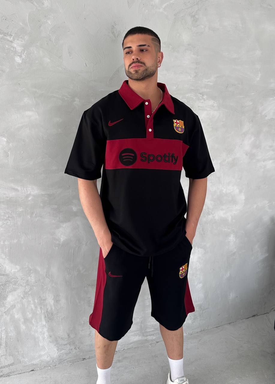 Blaugrana Spirit Men's Polo & Shorts Set – Modern Football Style